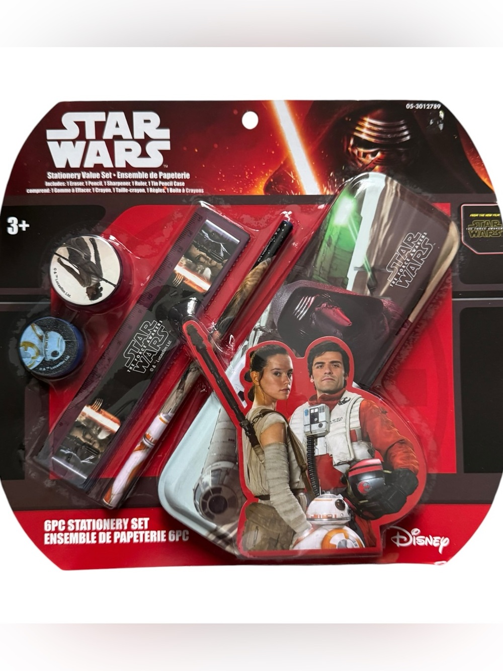 Star Wars The Force Awakens 6 Pc Stationery Set Tin Pencil Case BB-8 Rey Sealed